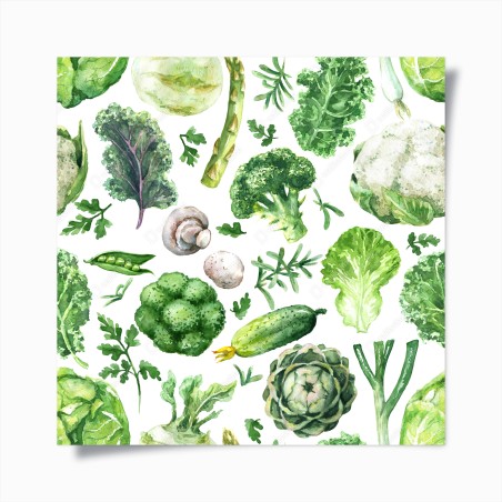 Poster watercolor greens seamless pattern • Wallissimo®