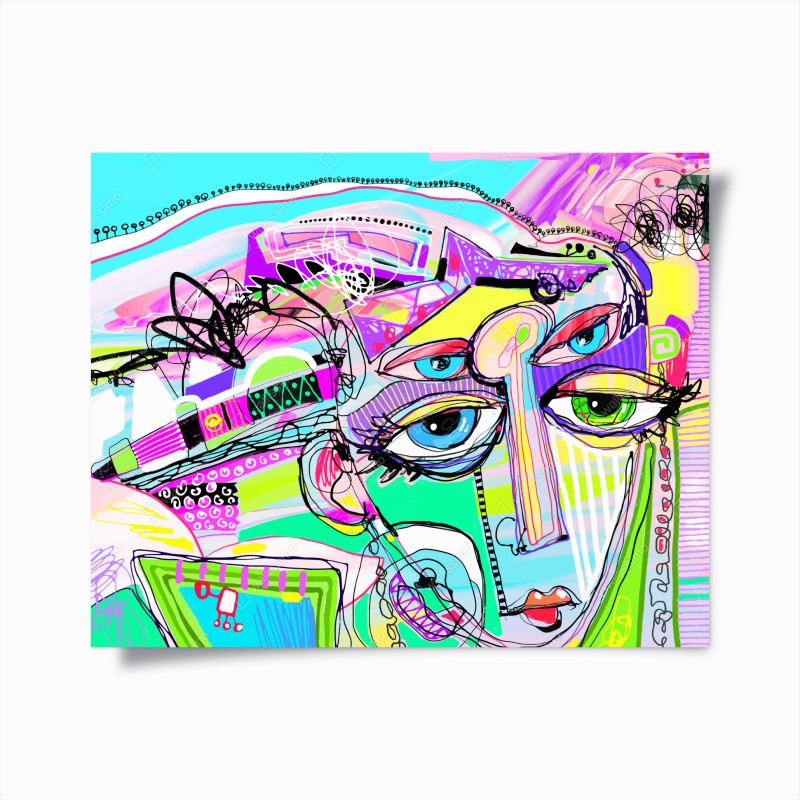 Poster vibrant abstract face portrait