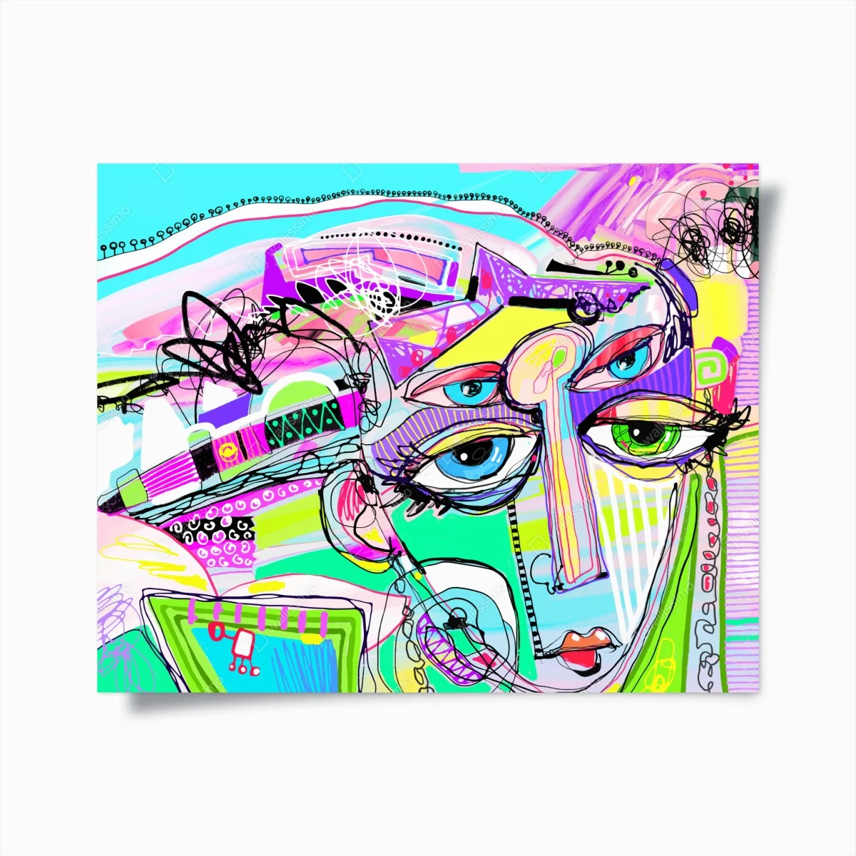 Poster vibrant abstract face portrait • Wallissimo® Poster vibrant abstract face portrait • Wallissimo®