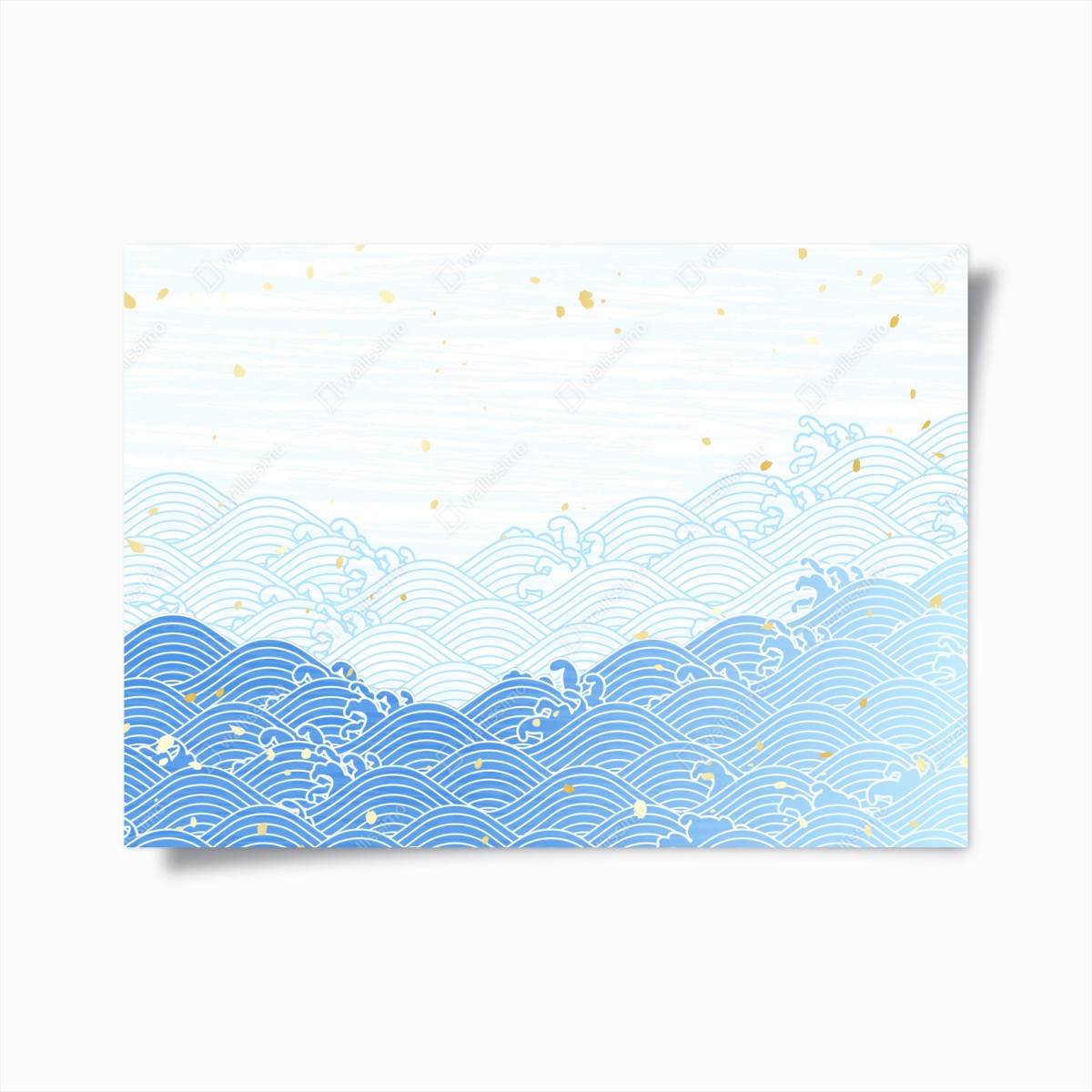 Poster calm blue waves with gold accents • Wallissimo® Poster calm blue waves with gold accents • Wallissimo®