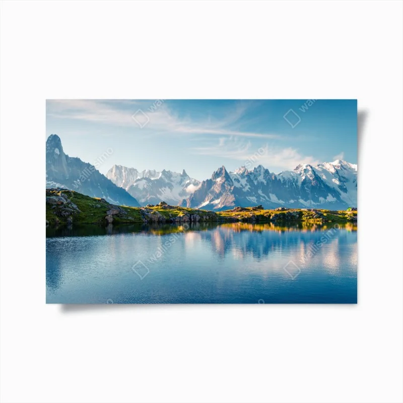Poster panoramic view of Lac Blanc and Mont Blanc