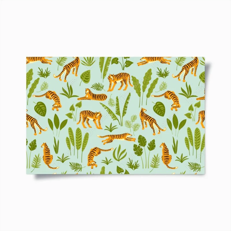 Poster playful tiger jungle pattern