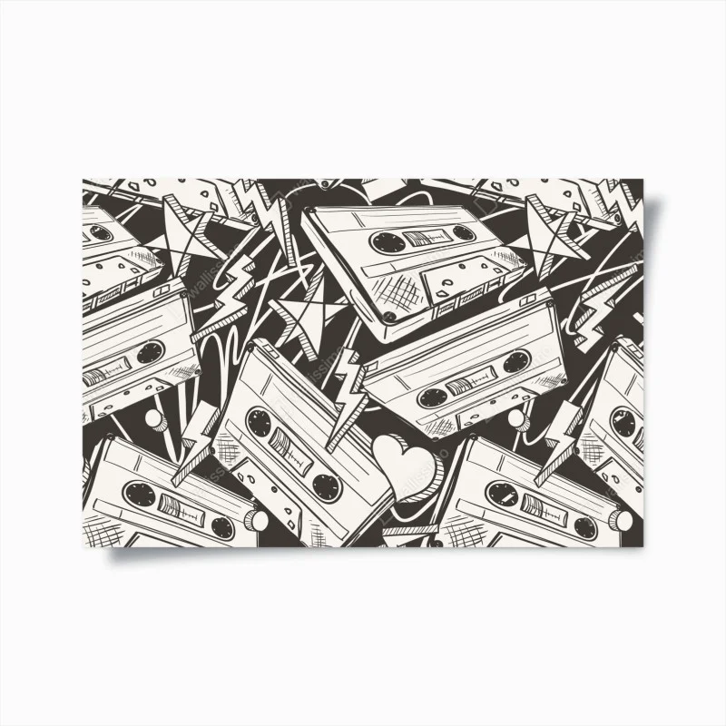 Poster vintage cassette tape pattern