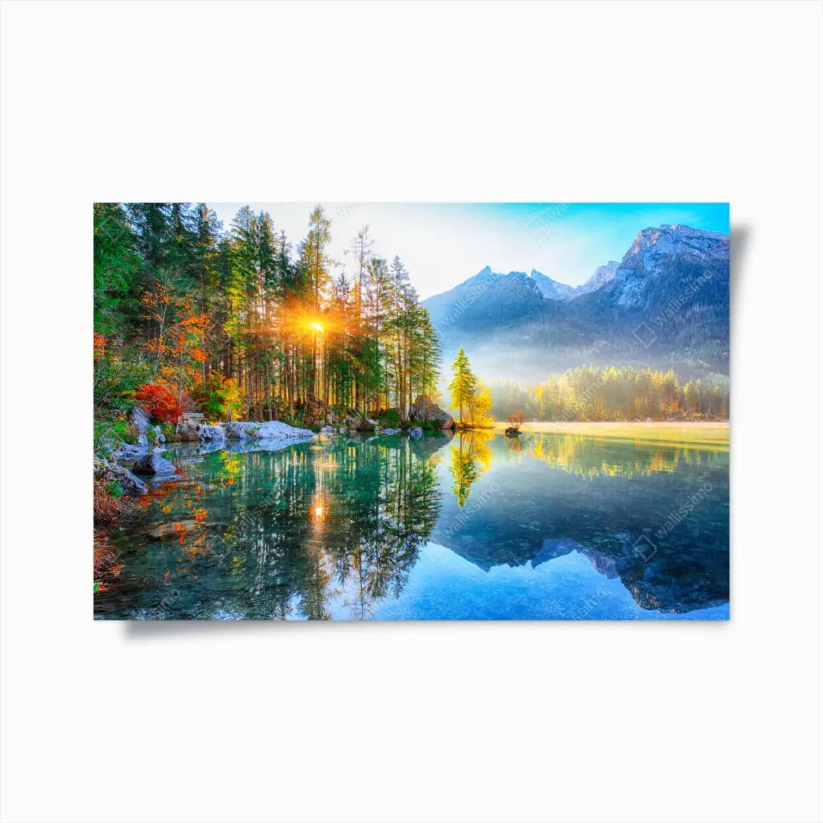 Poster Hintersee autumn sunrise over turquoise lake • Wallissimo® Poster Hintersee autumn sunrise over turquoise lake • Wallissimo®