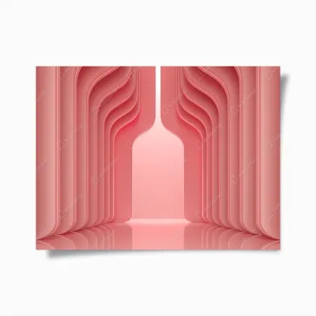 Poster coral pink curved archway abstract • Wallissimo®