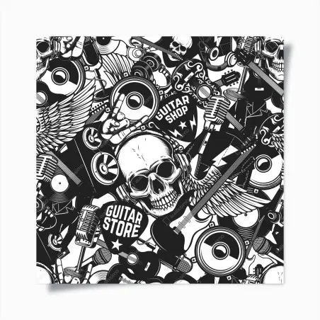 Poster rock and roll skull music collage • Wallissimo®