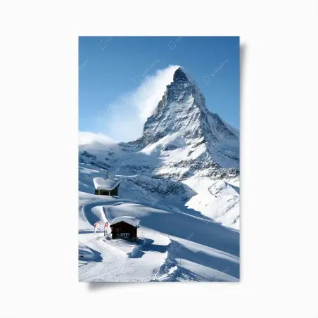 Poster majestic alpine mountain peak in winter • Wallissimo®