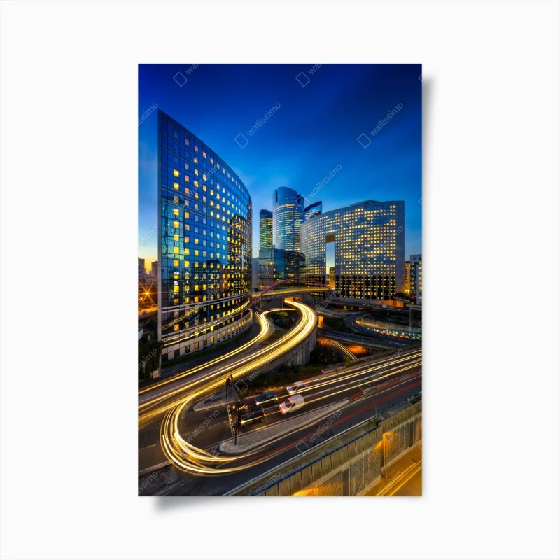 Poster modern city skyline at dusk