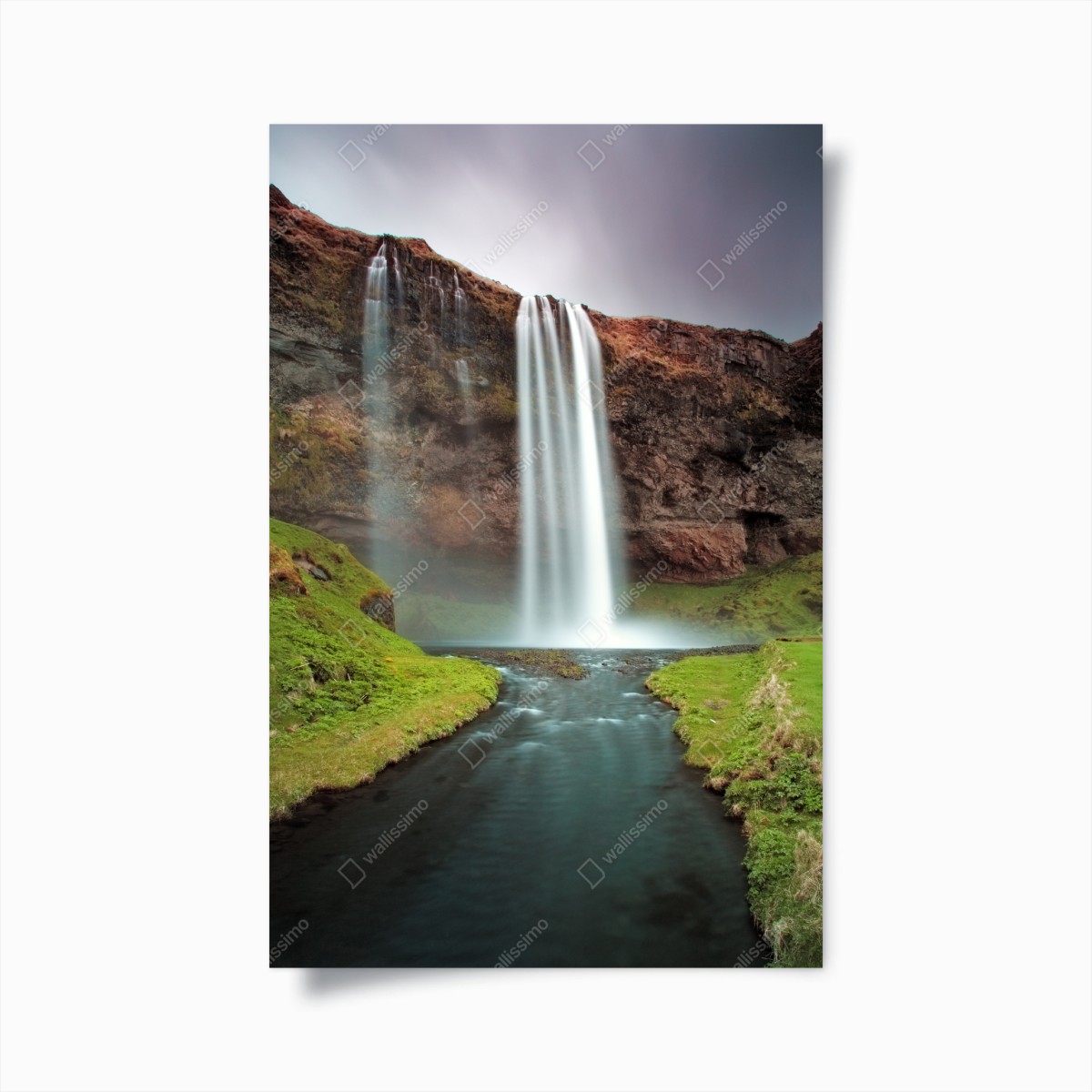 Poster serene waterfall in a lush valley • Wallissimo® Poster serene waterfall in a lush valley • Wallissimo®