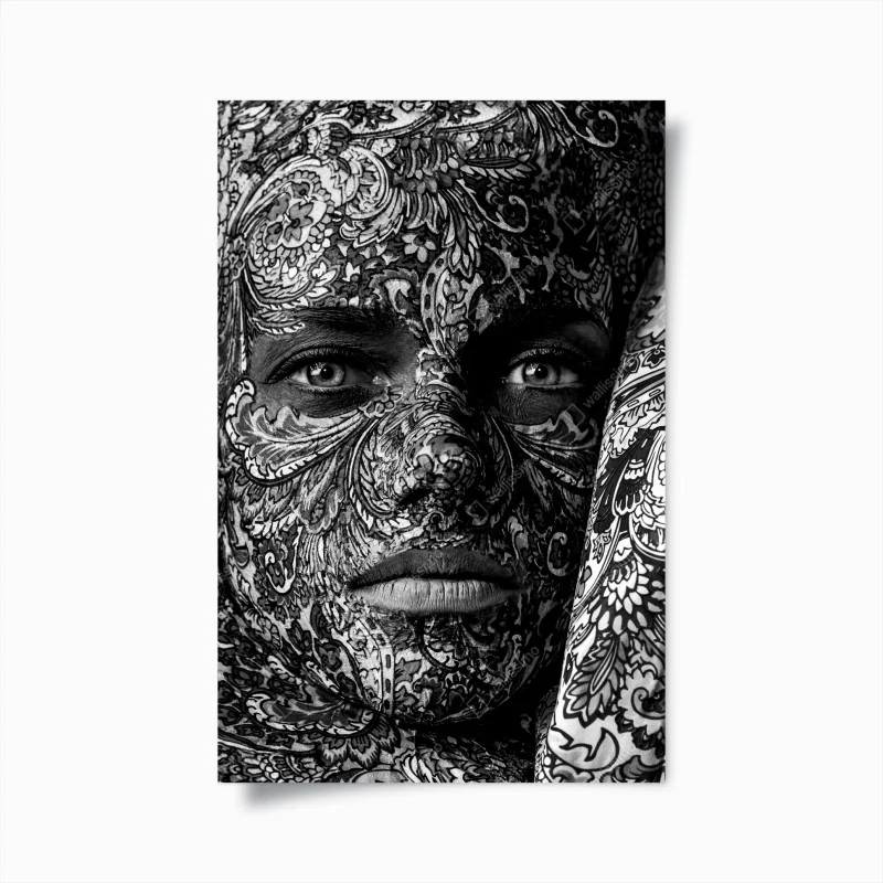 Poster ornamental portrait with floral patterns