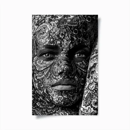Poster ornamental portrait with floral patterns • Wallissimo®