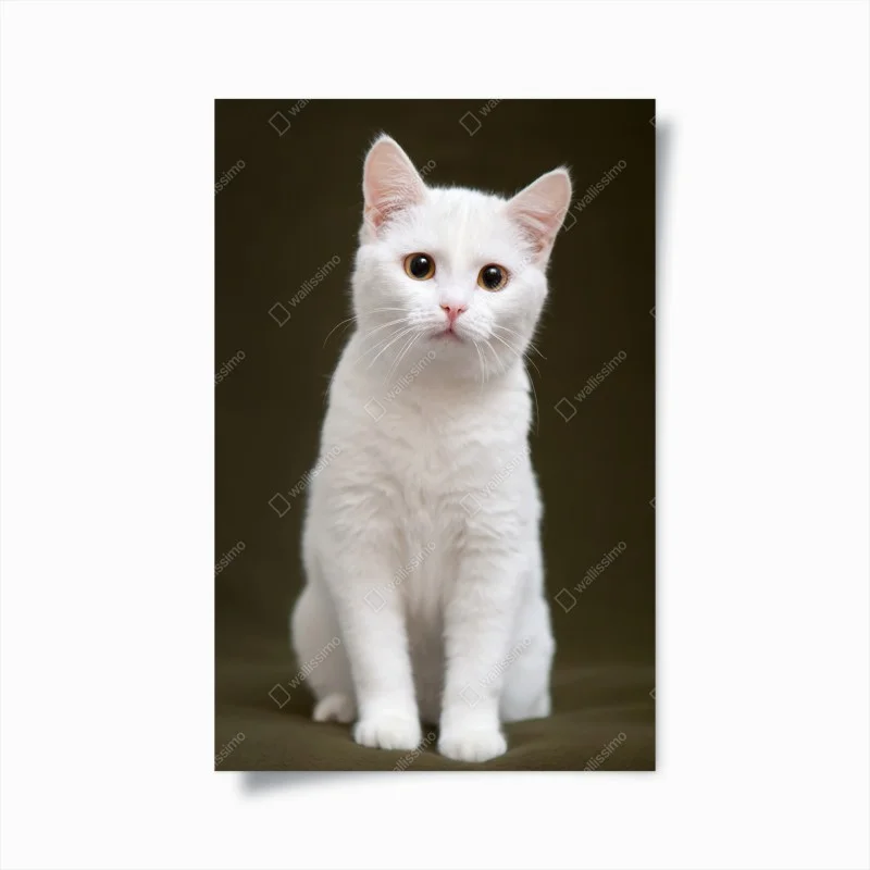 Poster adorable white cat portrait