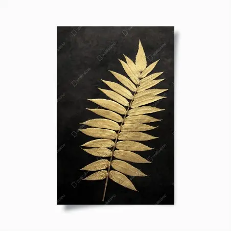 Poster golden fern on dark textured background • Wallissimo®