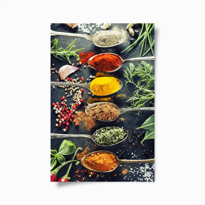 Poster vibrant spices and herbs composition