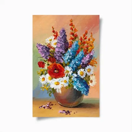 Poster vibrant meadow bouquet in a vase • Wallissimo®