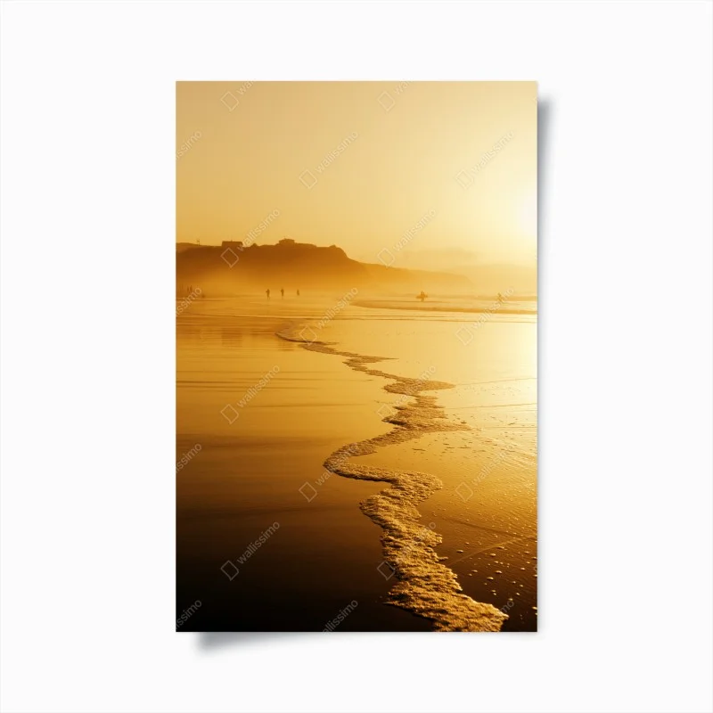 Poster golden sunset at Sopelana beach