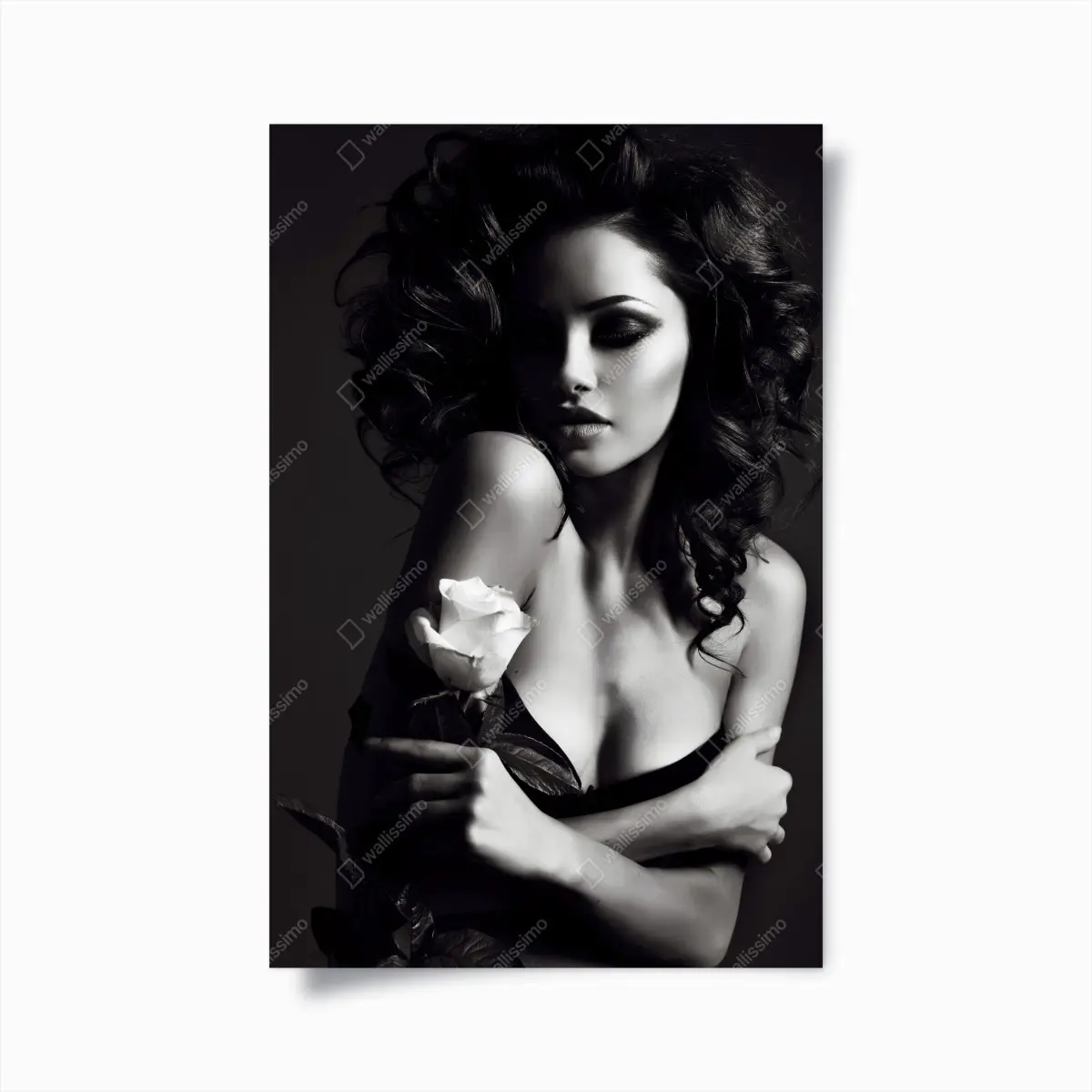 Poster sensual black and white portrait with rose ⁕ Wallissimo® Poster sensual black and white portrait with rose ⁕ Wallissimo®