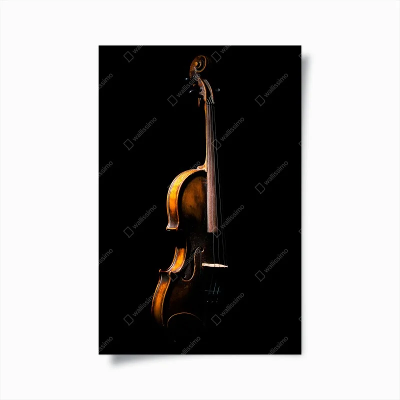 Poster elegant vintage violin on black background