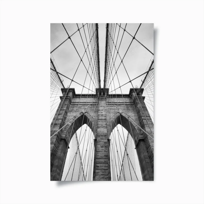Poster Brooklyn Bridge perspective in monochrome