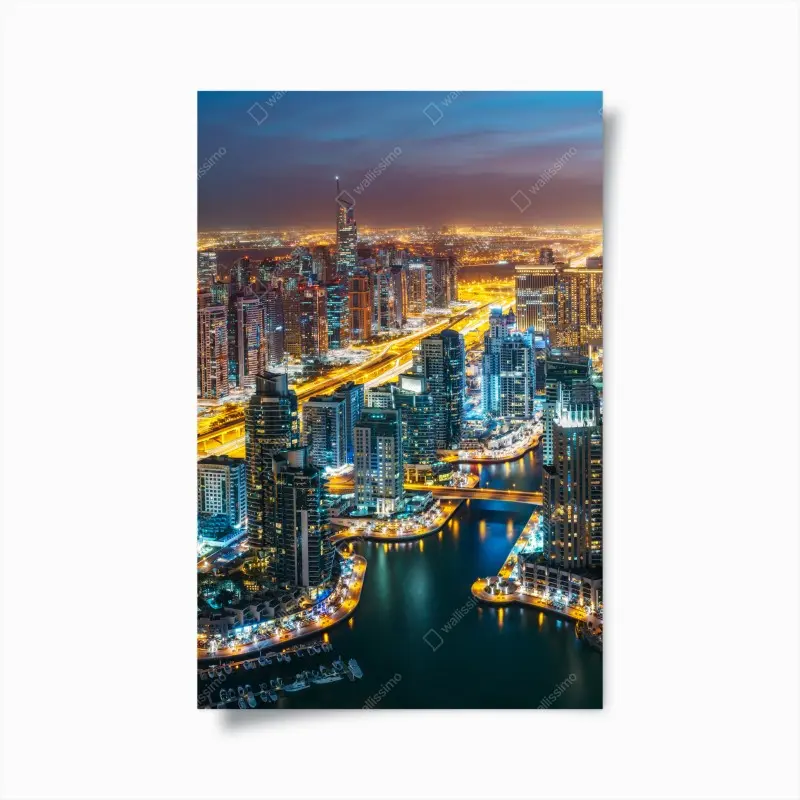 Poster Dubai marina night skyline
