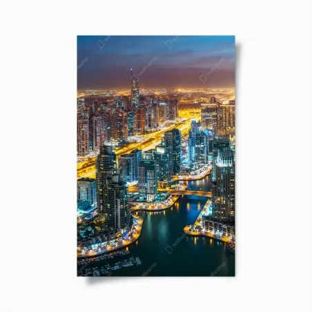 Poster Dubai marina night skyline • Wallissimo®