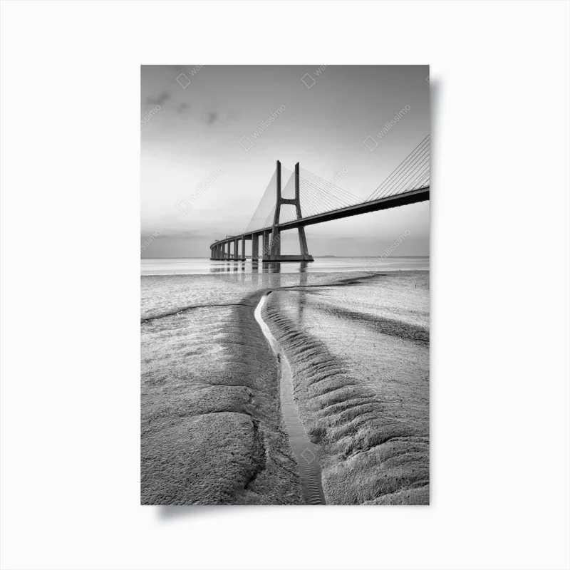 Poster minimalist cable-stayed bridge in monochrome