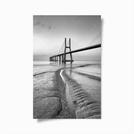 Poster minimalist cable-stayed bridge in monochrome • Wallissimo®