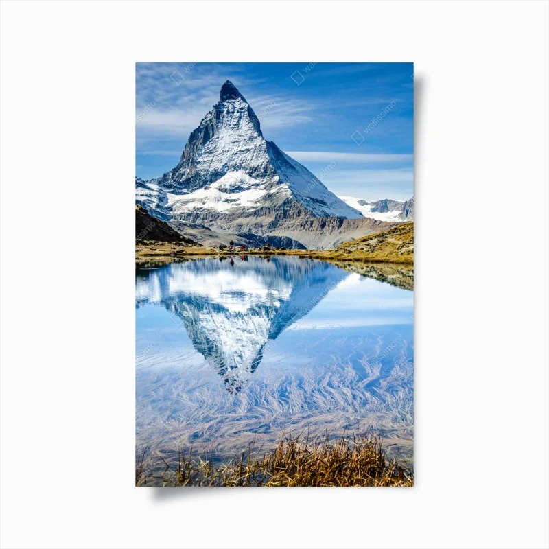 Poster majestic Matterhorn reflected in alpine lake