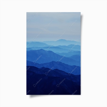 Poster misty blue mountain layers • Wallissimo®