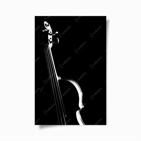 Poster elegant violin silhouette on black • Wallissimo®