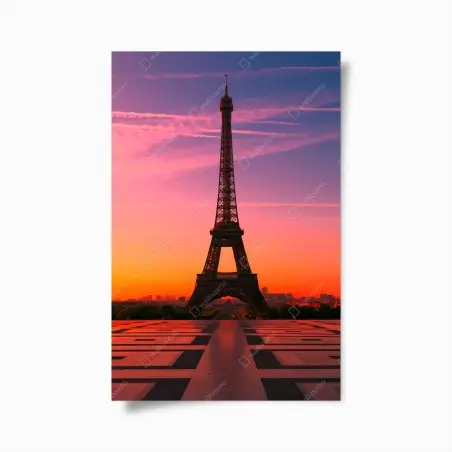 Poster sunrise over the Eiffel Tower • Wallissimo®