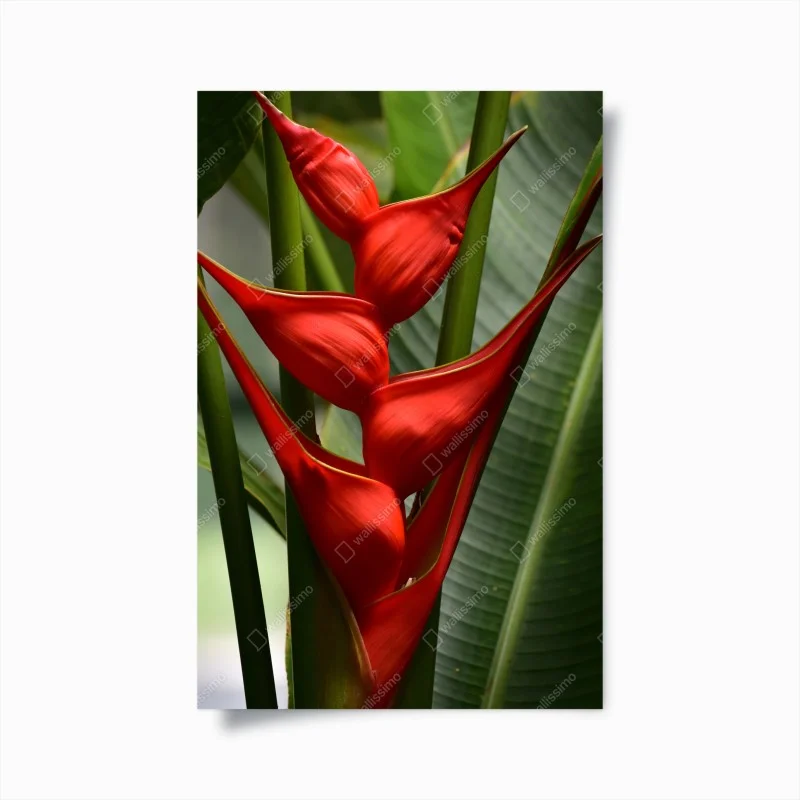 Poster vibrant red heliconia bloom ⁕ Wallissimo®