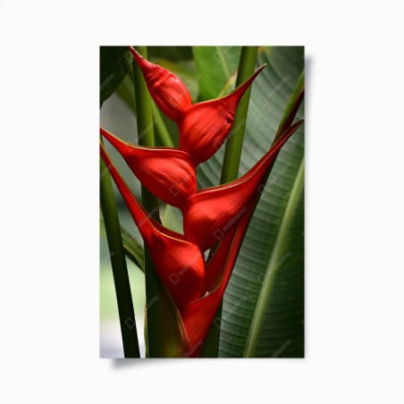 Poster vibrant red heliconia bloom • Wallissimo®