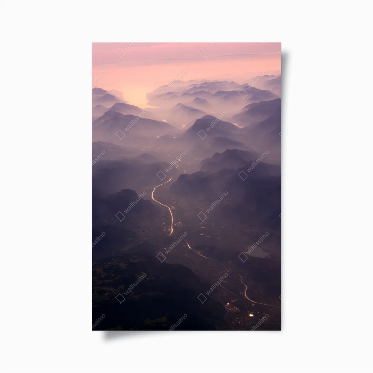 Poster misty pastel mountain valley ⁕ Wallissimo® Poster misty pastel mountain valley ⁕ Wallissimo®