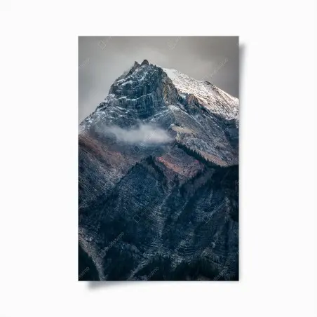 Poster dramatic alpine peak in mist • Wallissimo®