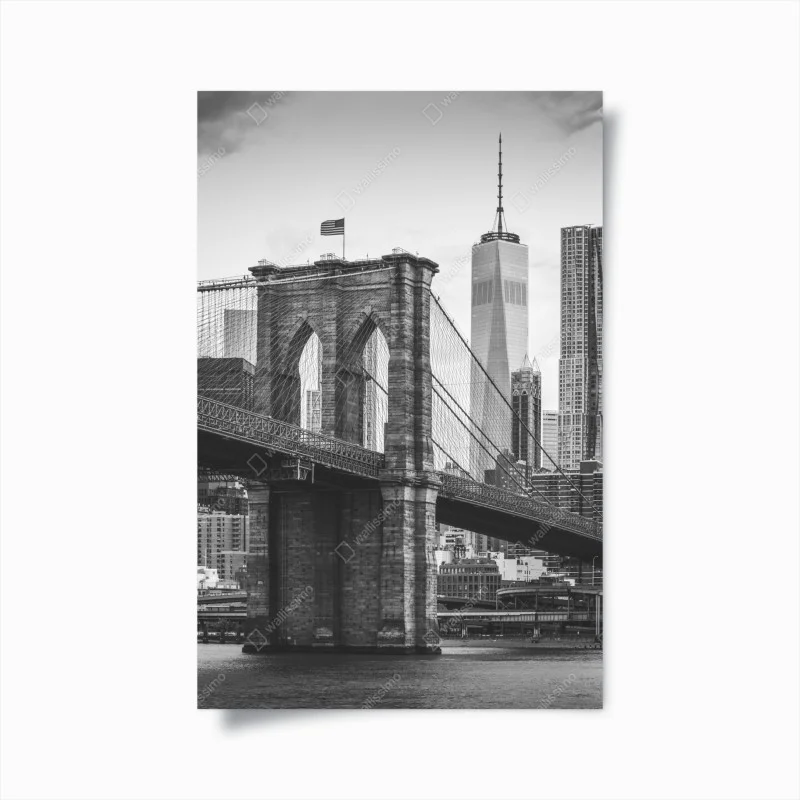 Poster Brooklyn bridge black and white cityscape