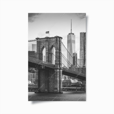 Poster Brooklyn bridge black and white cityscape • Wallissimo®