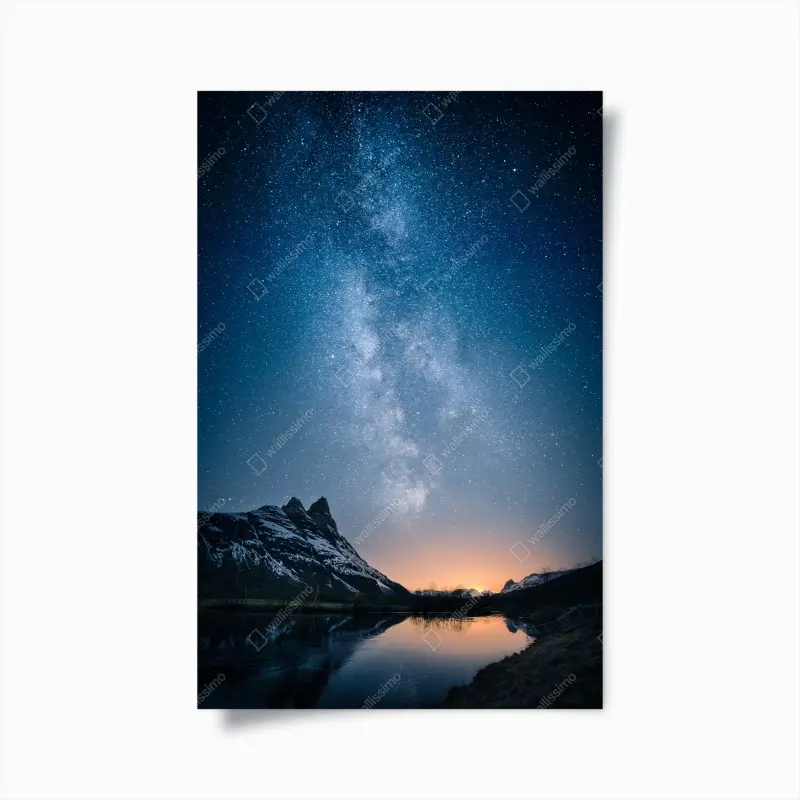 Poster milky way over mirrored mountains ⁕ Wallissimo®