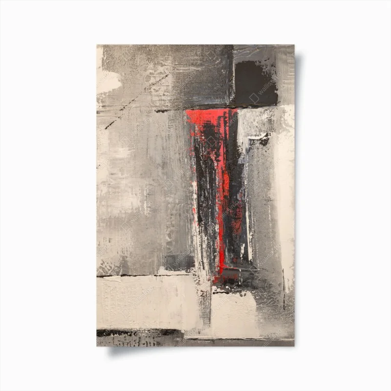 Poster textured abstract composition with red accent