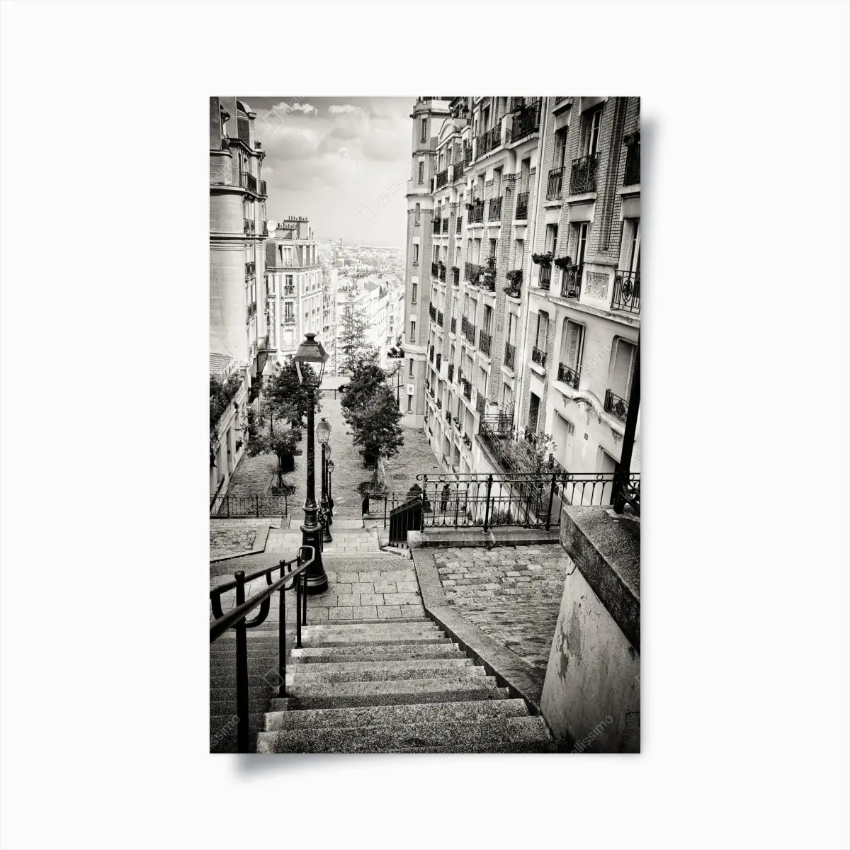 Poster parisian stairway in monochrome • Wallissimo® Poster parisian stairway in monochrome • Wallissimo®