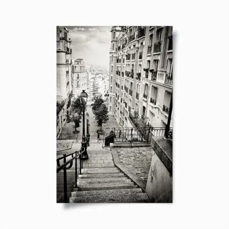 Poster parisian stairway in monochrome • Wallissimo®