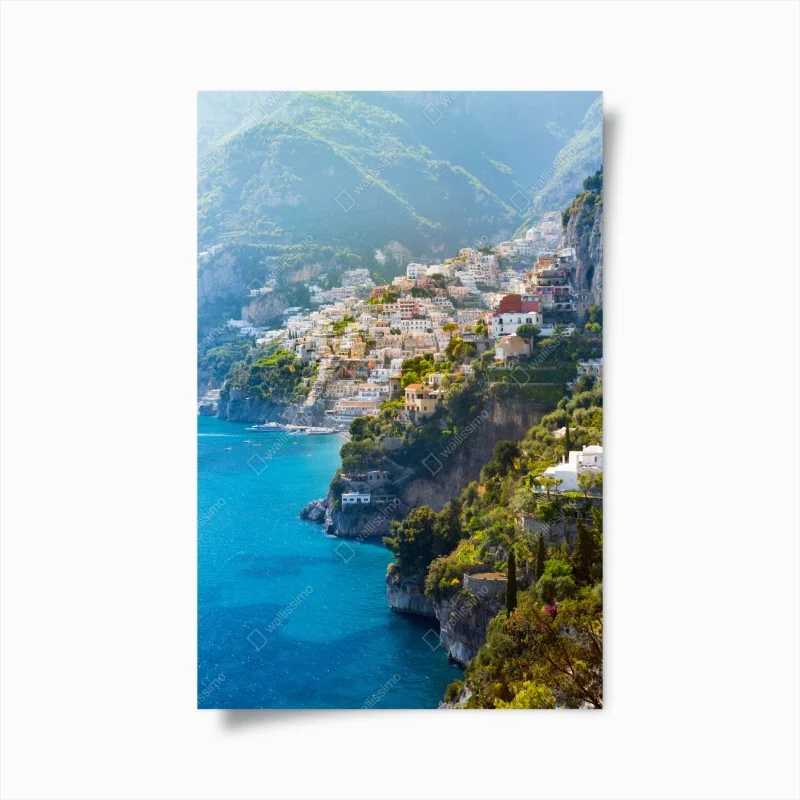 Poster Positano coastal cliff panorama