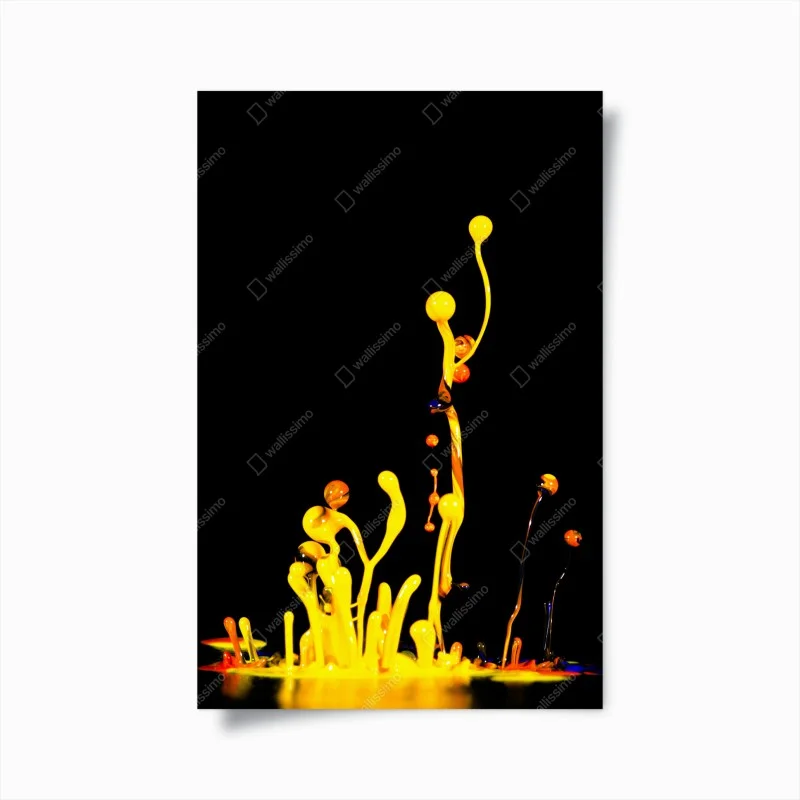 Poster vibrant yellow paint splash on black