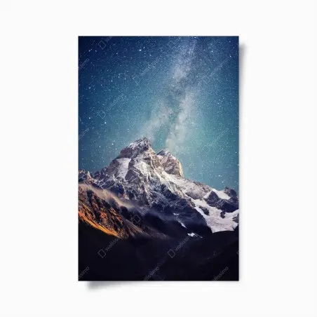 Poster starry night over Ushba mountain • Wallissimo®