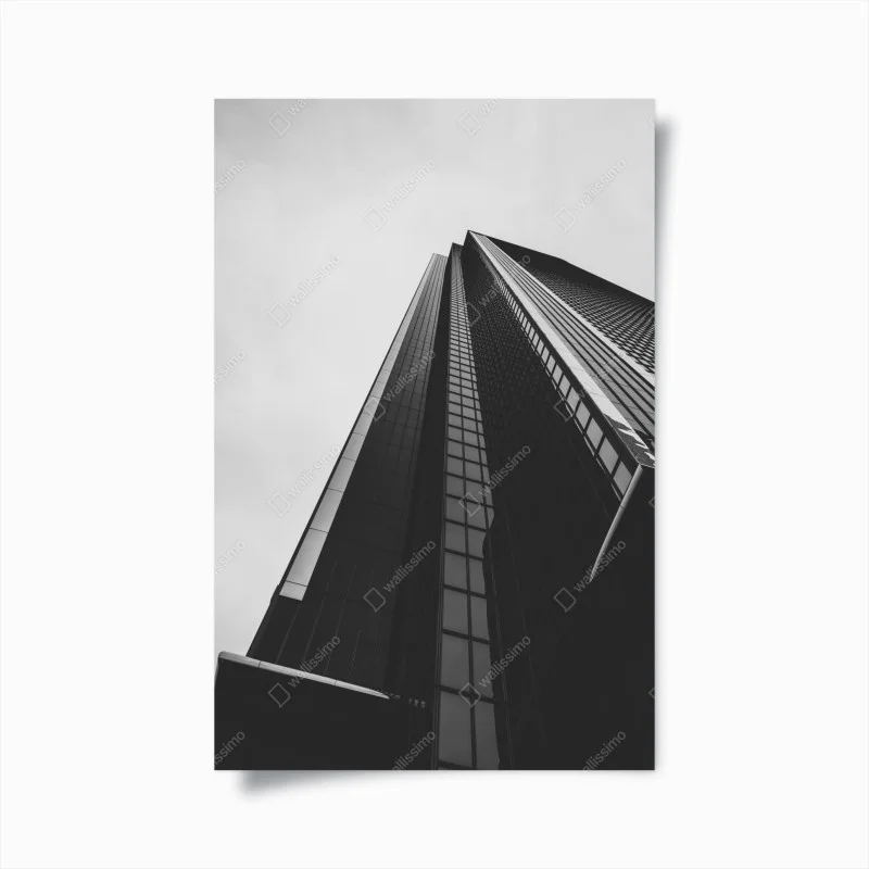 Poster towering modern skyscraper in monochrome