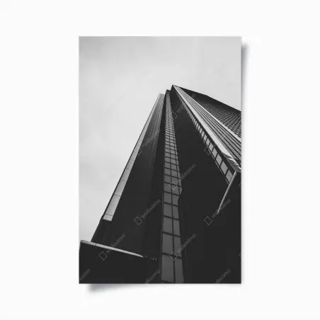 Poster towering modern skyscraper in monochrome • Wallissimo®