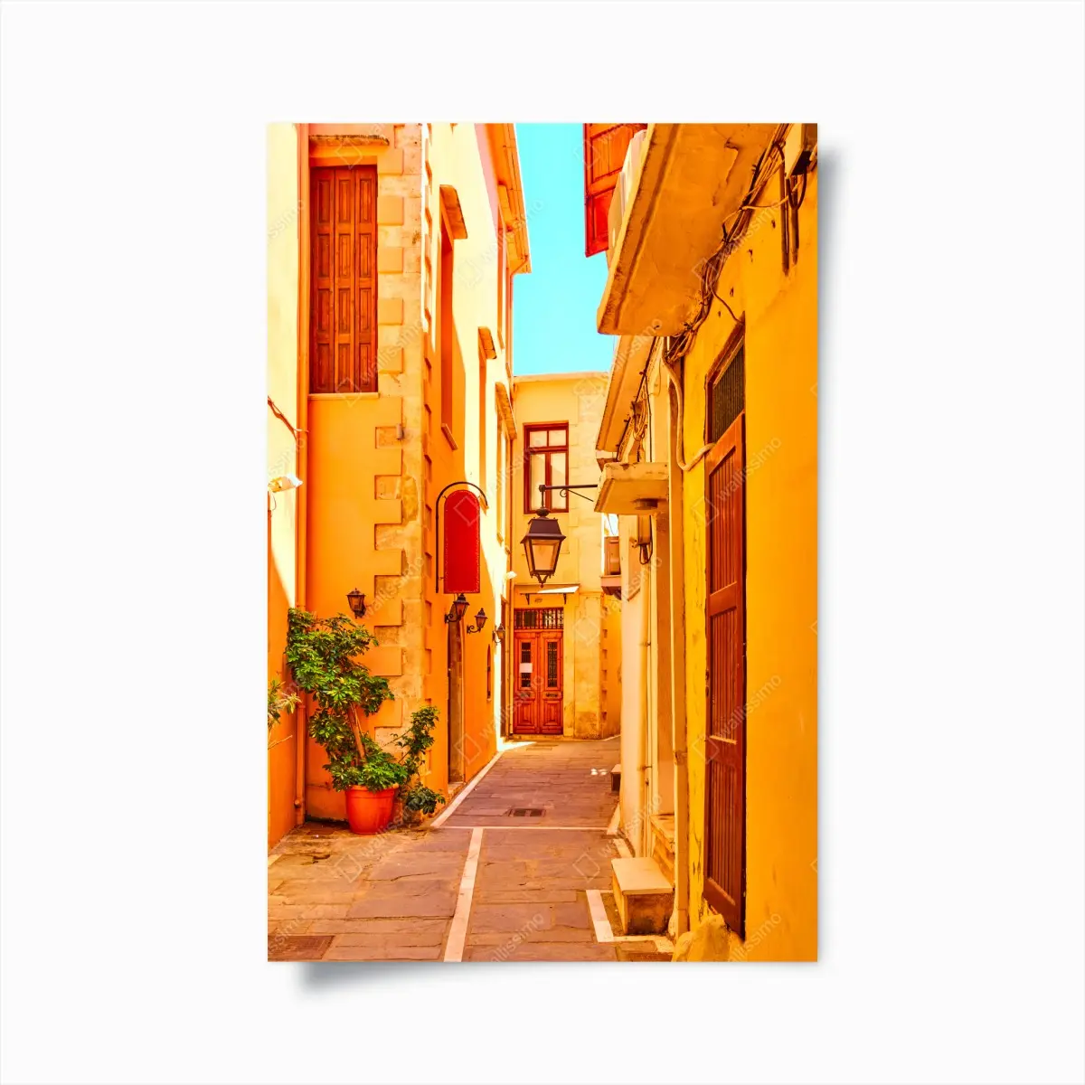 Poster sunlit yellow street in Rethymno, Crete ⁕ Wallissimo® Poster sunlit yellow street in Rethymno, Crete ⁕ Wallissimo®