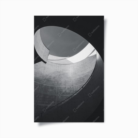 Poster curved concrete spiral staircase • Wallissimo®