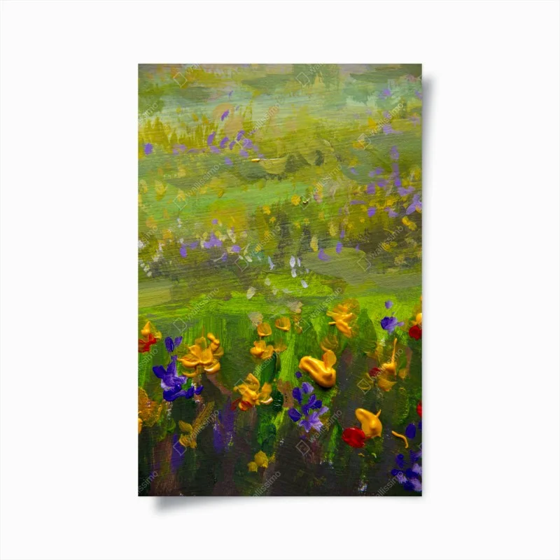 Poster vibrant meadow oil painting close-up