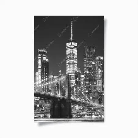 Poster Brooklyn Bridge and Manhattan skyline at night • Wallissimo®